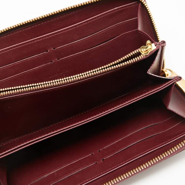 Louis Vuitton Vernis Brown Beige Long Zip Around Leather Envelope Wallet