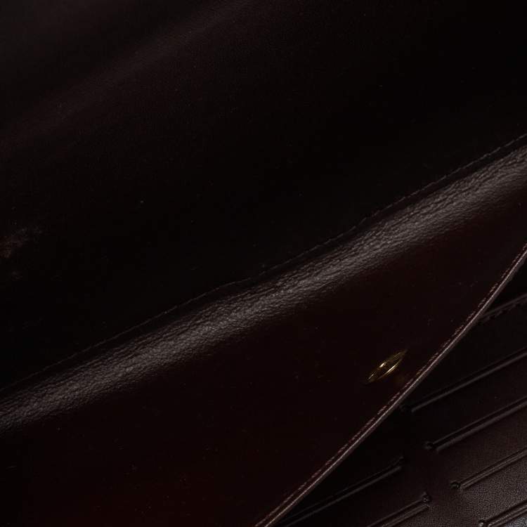 Pre Owned Louis Vuitton Amarante Monogram Vernis Sarah Wallet
