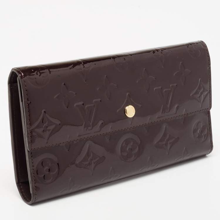 Pre Owned Louis Vuitton Amarante Monogram Vernis Sarah Wallet