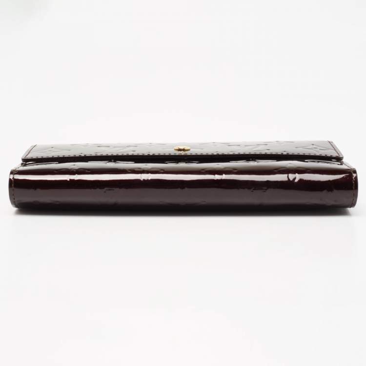 Pre Owned Louis Vuitton Amarante Monogram Vernis Sarah Wallet