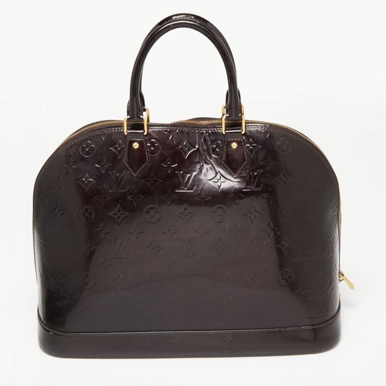 Pre Owned Louis Vuitton Amarante Monogram Vernis Alma GM Bag