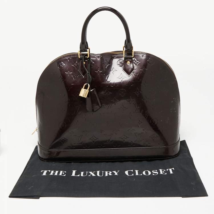 Pre Owned Louis Vuitton Amarante Monogram Vernis Alma GM Bag