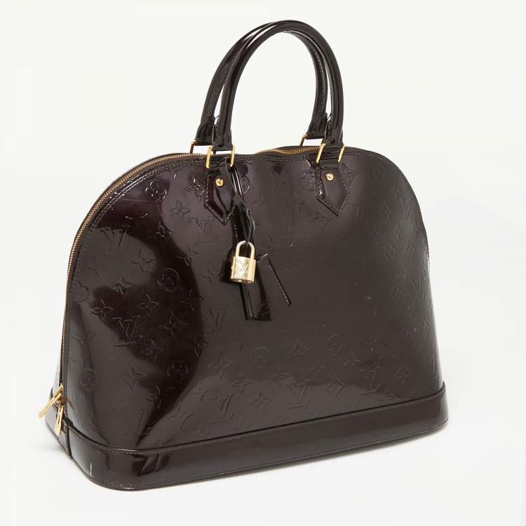 Pre Owned Louis Vuitton Amarante Monogram Vernis Alma GM Bag