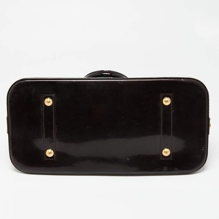 Pre Owned Louis Vuitton Amarante Monogram Vernis Alma GM Bag
