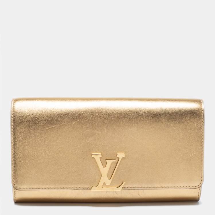 Louis Vuitton Metallic Gold Leather Louise Clutch