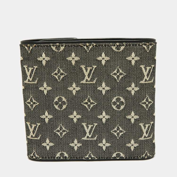 Pre Owned Louis Vuitton Black Mini Lin Canvas Trifold Compact Wallet