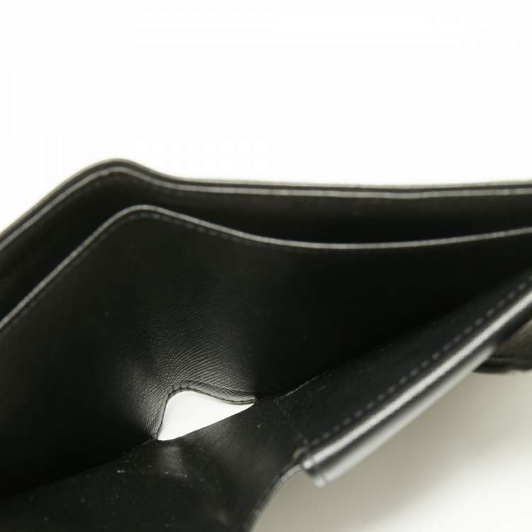 Pre Owned Louis Vuitton Black Mini Lin Canvas Trifold Compact Wallet
