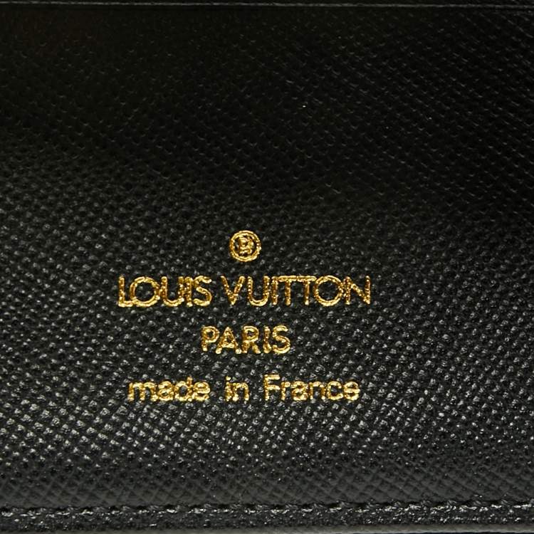 Pre Owned Louis Vuitton Black Mini Lin Canvas Trifold Compact Wallet