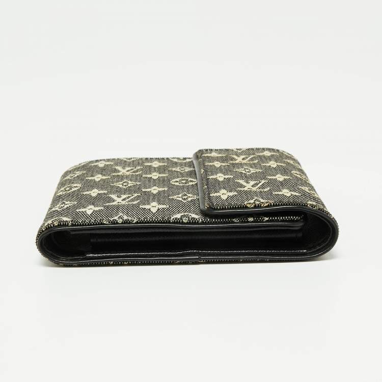 Pre Owned Louis Vuitton Black Mini Lin Canvas Trifold Compact Wallet