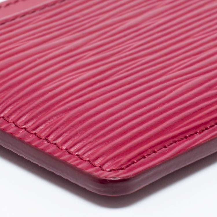 Pre Owned Louis Vuitton Pondichery Pink Epi Leather Card Holder