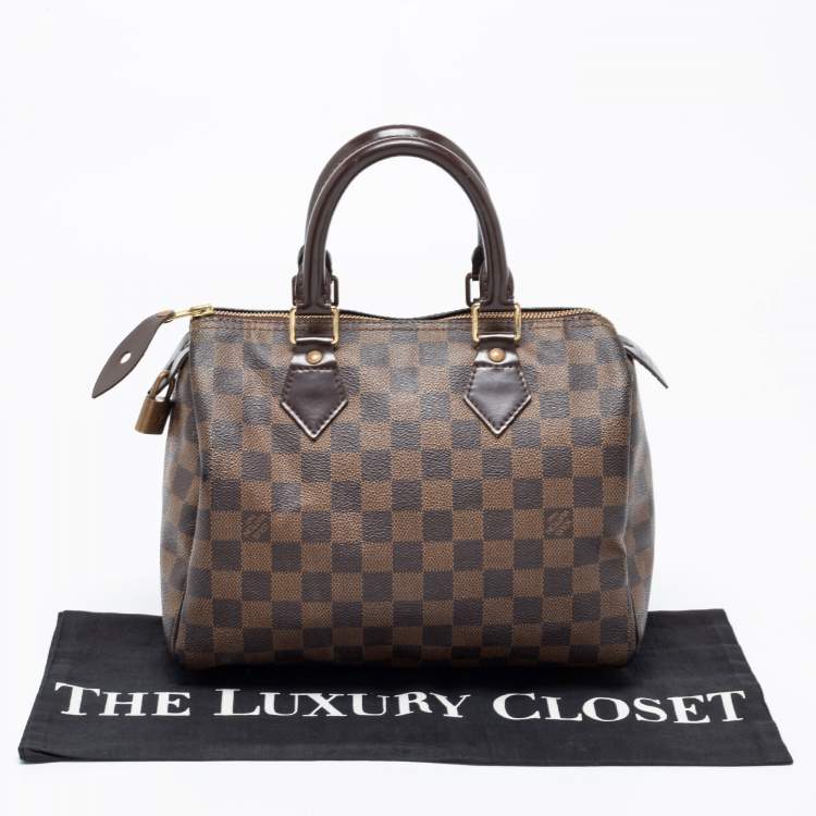 Pre Owned Louis Vuitton Damier Ebene Canvas Speedy 25 Bag
