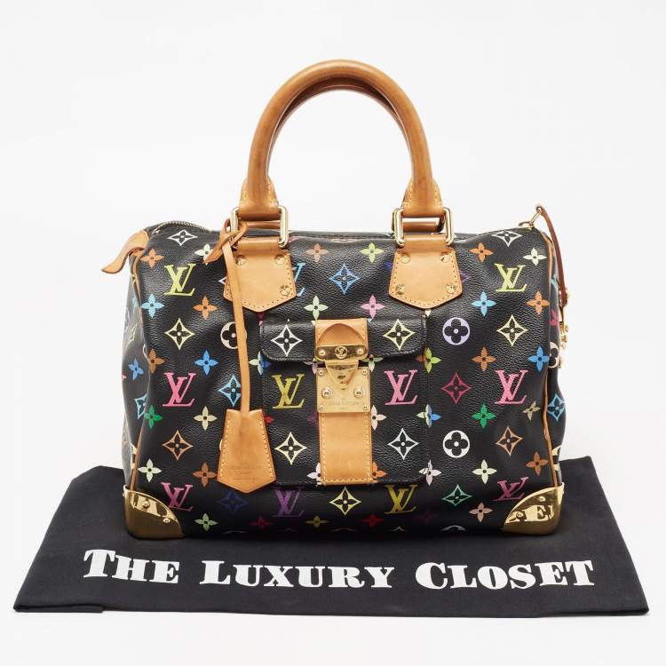 Pre Owned Louis Vuitton Black Monogram Multicolore Canvas Speedy 30 Bag