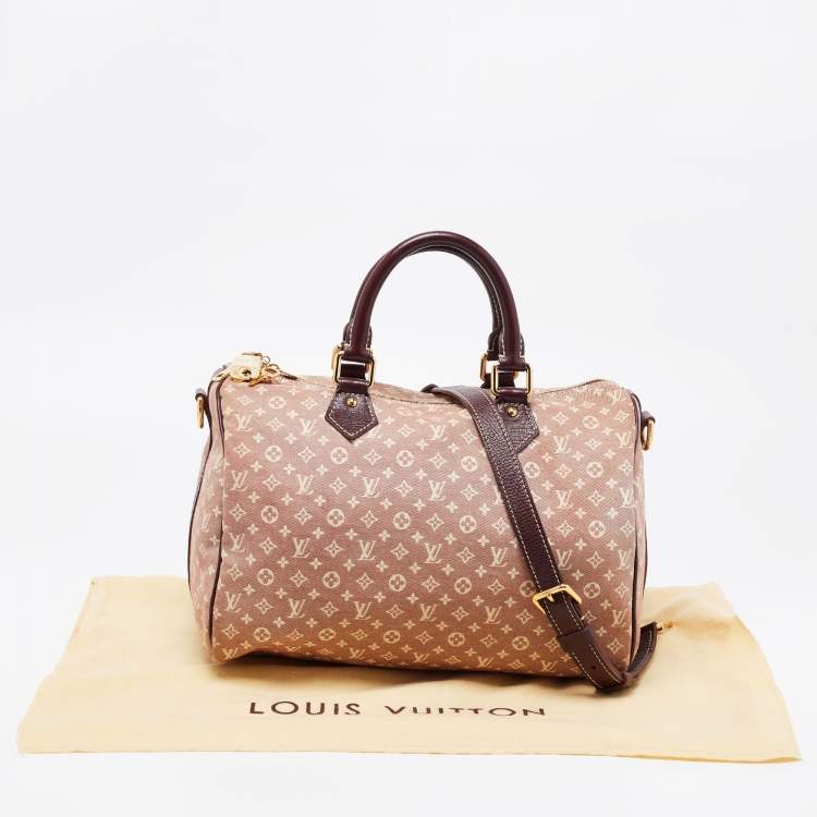 Pre Owned Louis Vuitton Burgundy Monogram Mini Lin Canvas Speedy 30 Bag