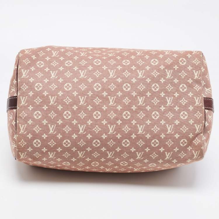 Pre Owned Louis Vuitton Burgundy Monogram Mini Lin Canvas Speedy 30 Bag