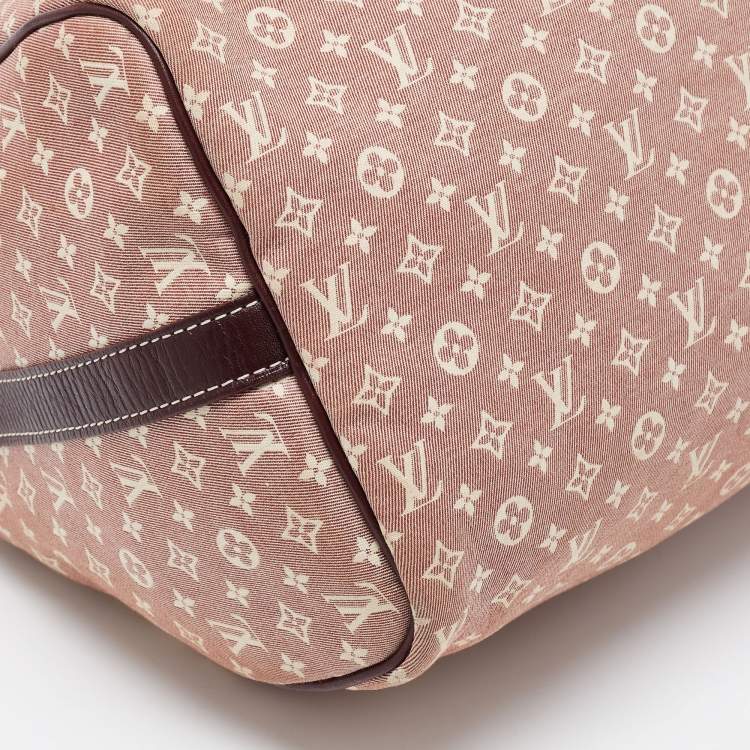 Pre Owned Louis Vuitton Burgundy Monogram Mini Lin Canvas Speedy 30 Bag