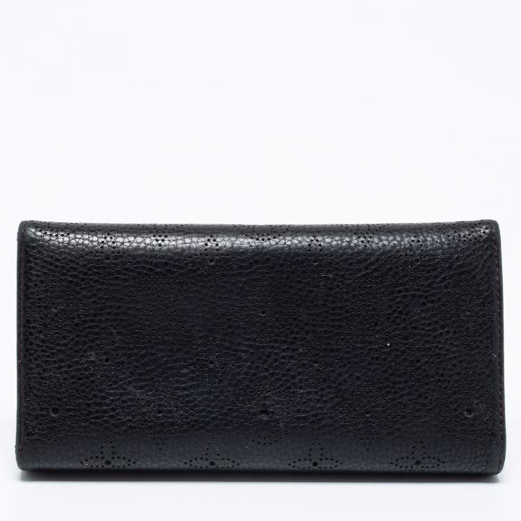 Pre Owned Louis Vuitton Black Monogram Mahina Leather Amelia Wallet