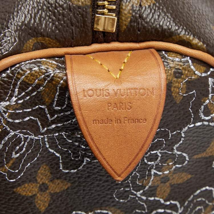 Pre Owned Louis Vuitton Monogram Canvas and Leather Limited Edition Dentelle Speedy 30 Bag