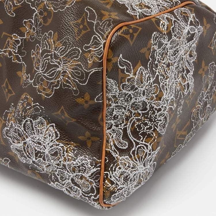 Pre Owned Louis Vuitton Monogram Canvas and Leather Limited Edition Dentelle Speedy 30 Bag