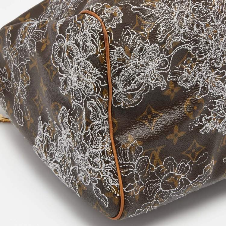 Pre Owned Louis Vuitton Monogram Canvas and Leather Limited Edition Dentelle Speedy 30 Bag