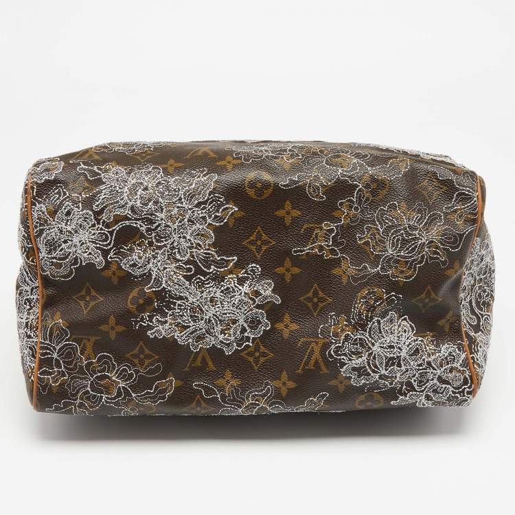 Pre Owned Louis Vuitton Monogram Canvas and Leather Limited Edition Dentelle Speedy 30 Bag
