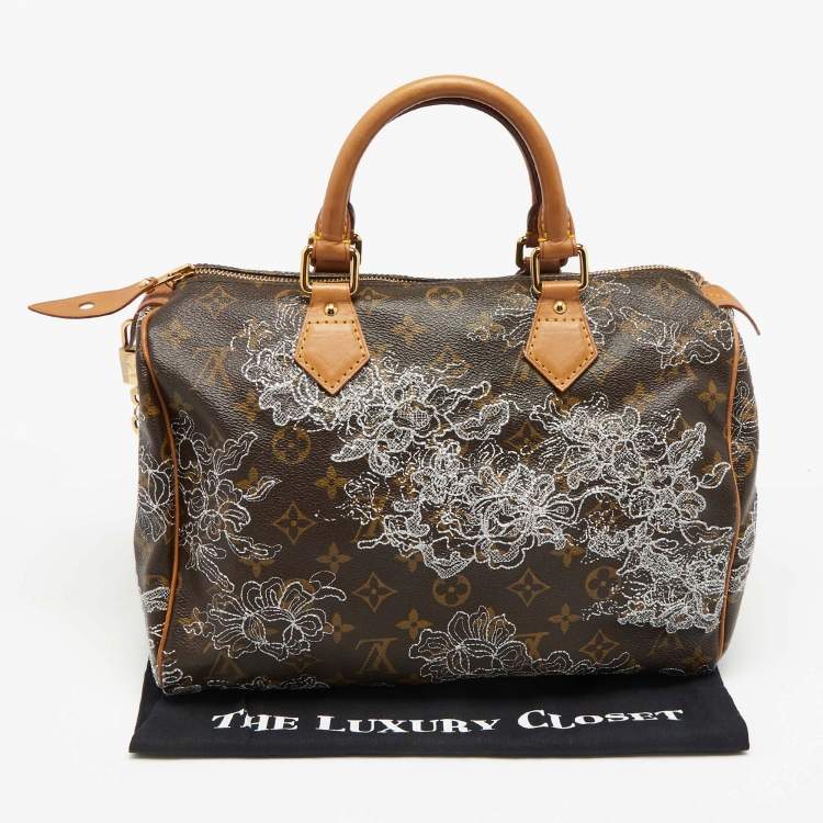 Pre Owned Louis Vuitton Monogram Canvas and Leather Limited Edition Dentelle Speedy 30 Bag