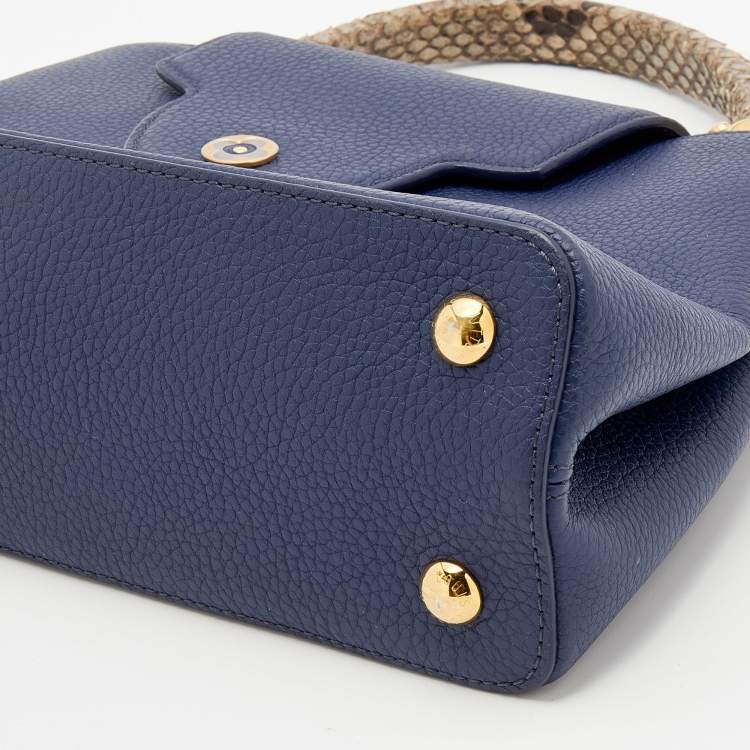 Pre Owned Louis Vuitton Blue Taurillon Leather and Python Capucines MM bag