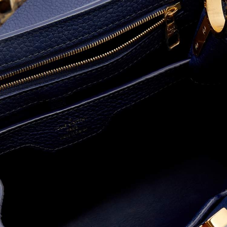 Pre Owned Louis Vuitton Blue Taurillon Leather and Python Capucines MM bag