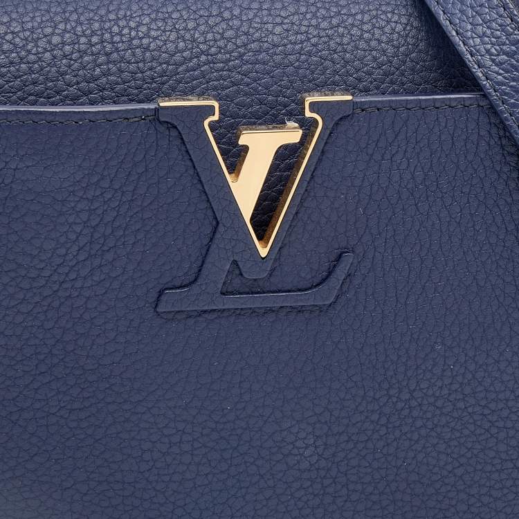 Pre Owned Louis Vuitton Blue Taurillon Leather and Python Capucines MM bag