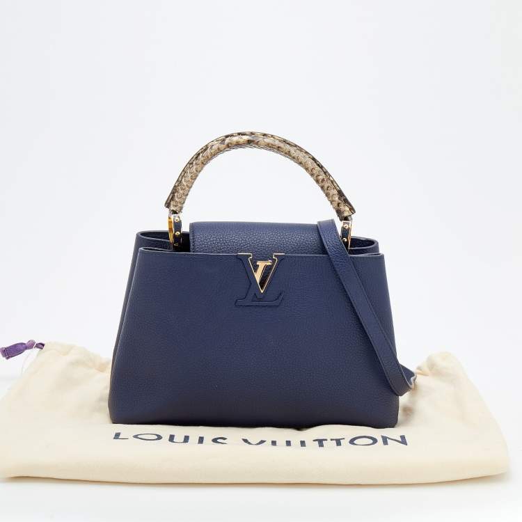 Pre Owned Louis Vuitton Blue Taurillon Leather and Python Capucines MM bag