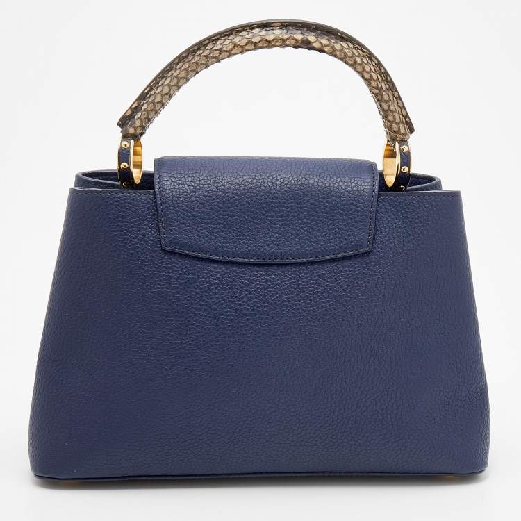 Pre Owned Louis Vuitton Blue Taurillon Leather and Python Capucines MM bag