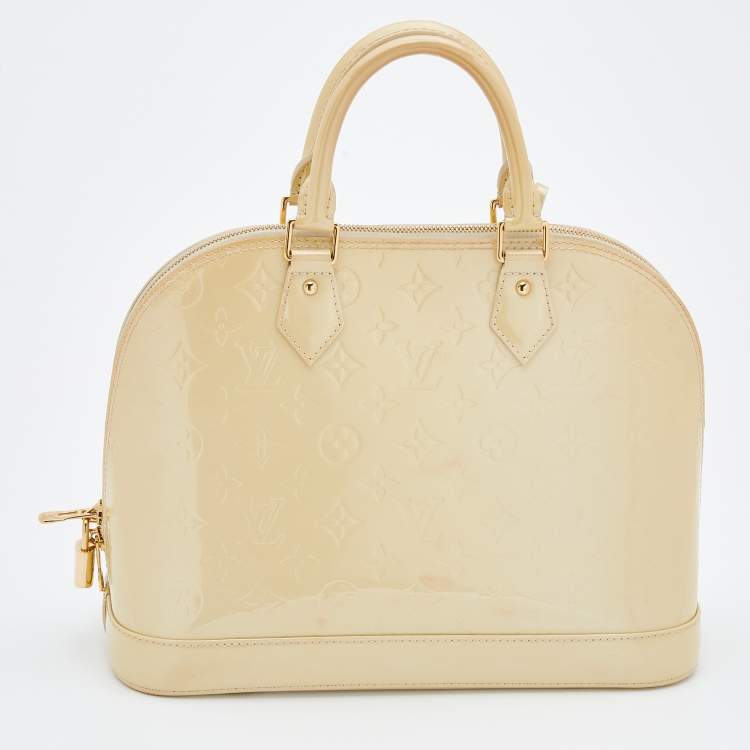 Pre Owned Louis Vuitton Blanc Corail Monogram Vernis Alma PM Bag