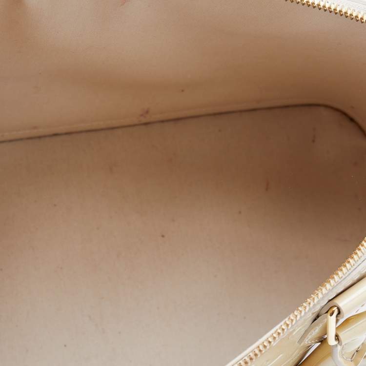 Pre Owned Louis Vuitton Blanc Corail Monogram Vernis Alma PM Bag