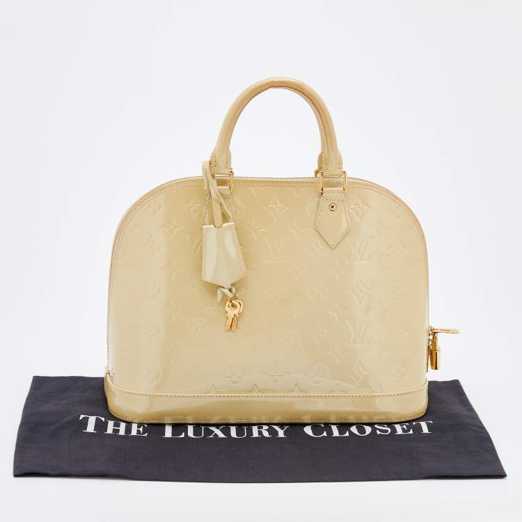 Pre Owned Louis Vuitton Blanc Corail Monogram Vernis Alma PM Bag