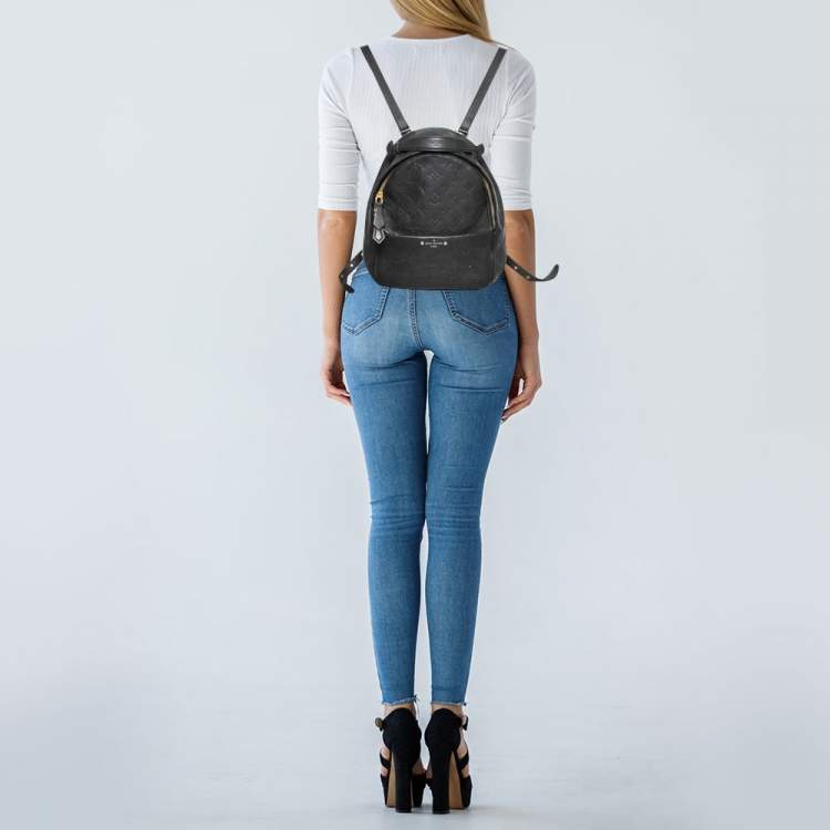 Louis Vuitton lv woman Sorbonne shoulders bag black backpack original  leather version