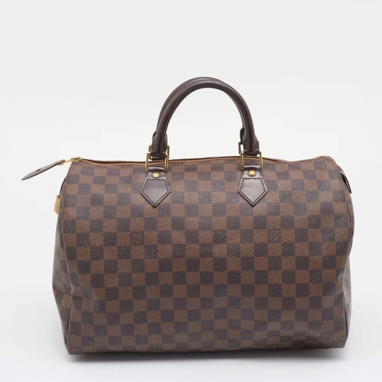 Pre Owned Louis Vuitton Damier Ebene Canvas Speedy 35 Bag