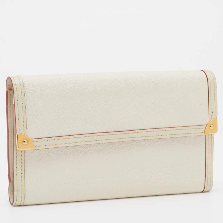 Pre Owned Louis Vuitton White Suhali Leather Porte Tresor International Wallet