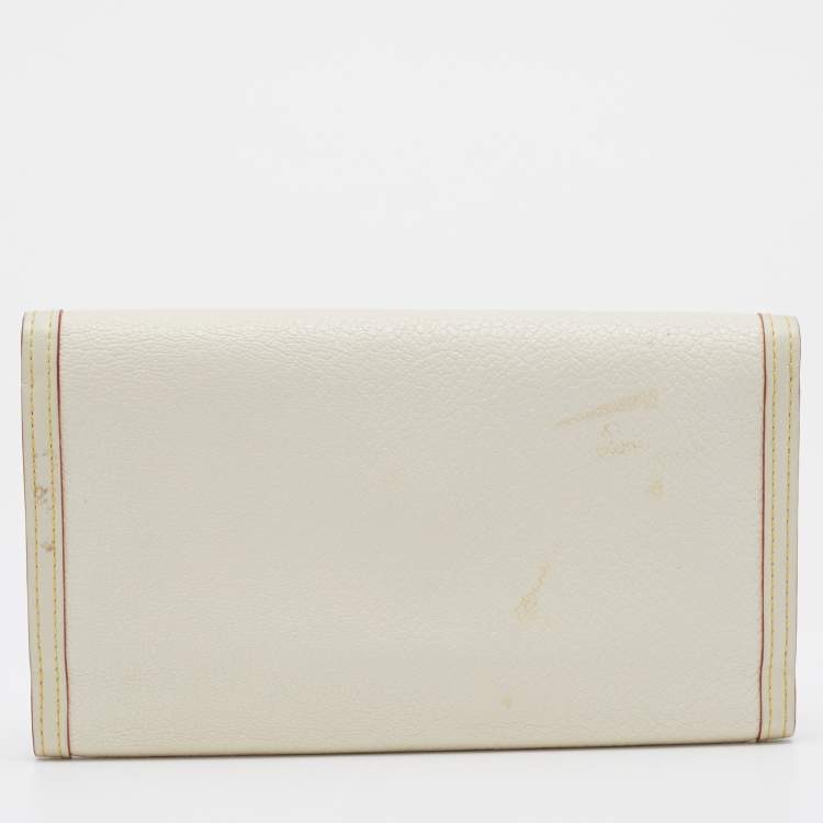 Pre Owned Louis Vuitton White Suhali Leather Porte Tresor International Wallet