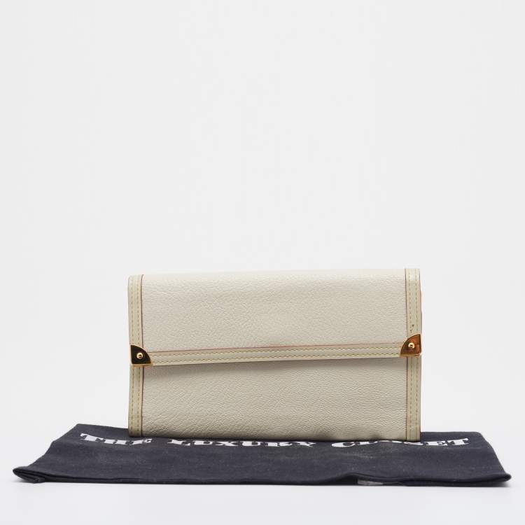 Pre Owned Louis Vuitton White Suhali Leather Porte Tresor International Wallet