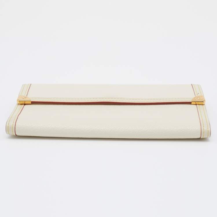 Pre Owned Louis Vuitton White Suhali Leather Porte Tresor International Wallet
