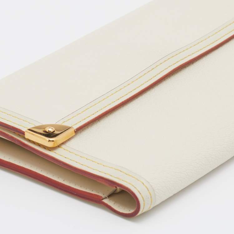 Pre Owned Louis Vuitton White Suhali Leather Porte Tresor International Wallet