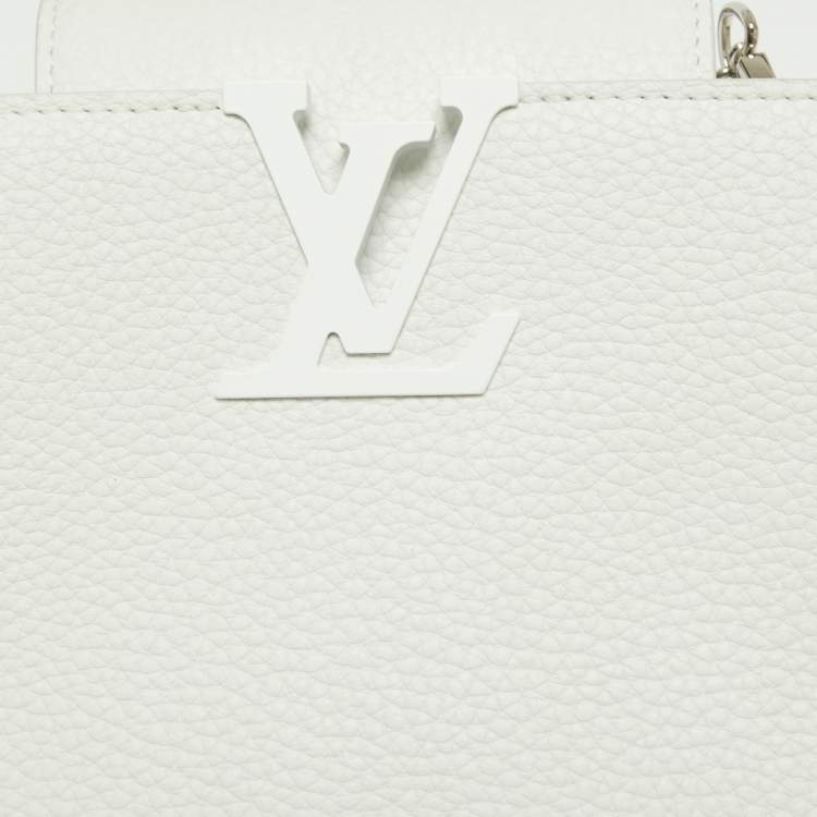 Pre Owned Louis Vuitton White Taurillon Leather Capucines Mini Bag
