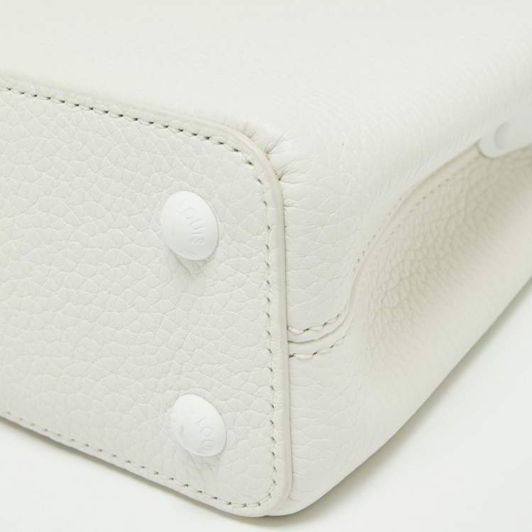Pre Owned Louis Vuitton White Taurillon Leather Capucines Mini Bag