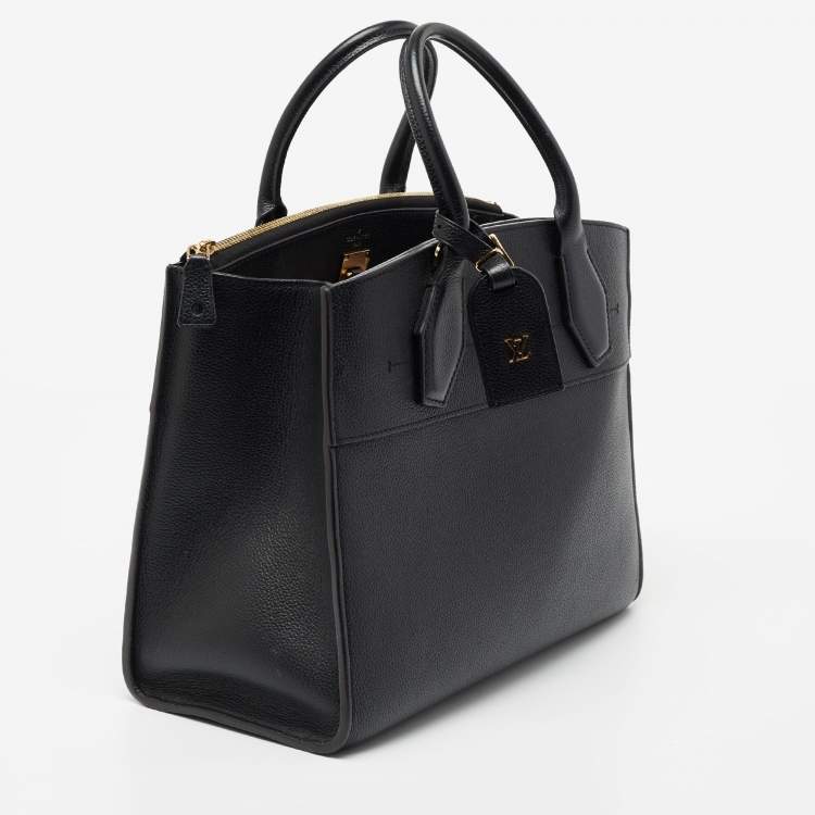 Pre Owned Louis Vuitton Black Leather City Steamer MM Bag