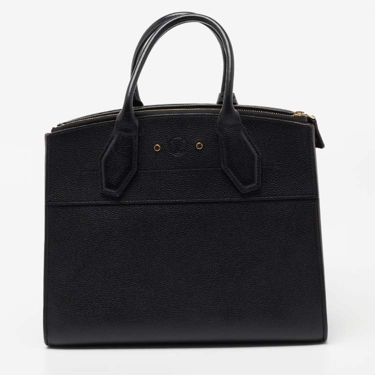 Pre Owned Louis Vuitton Black Leather City Steamer MM Bag