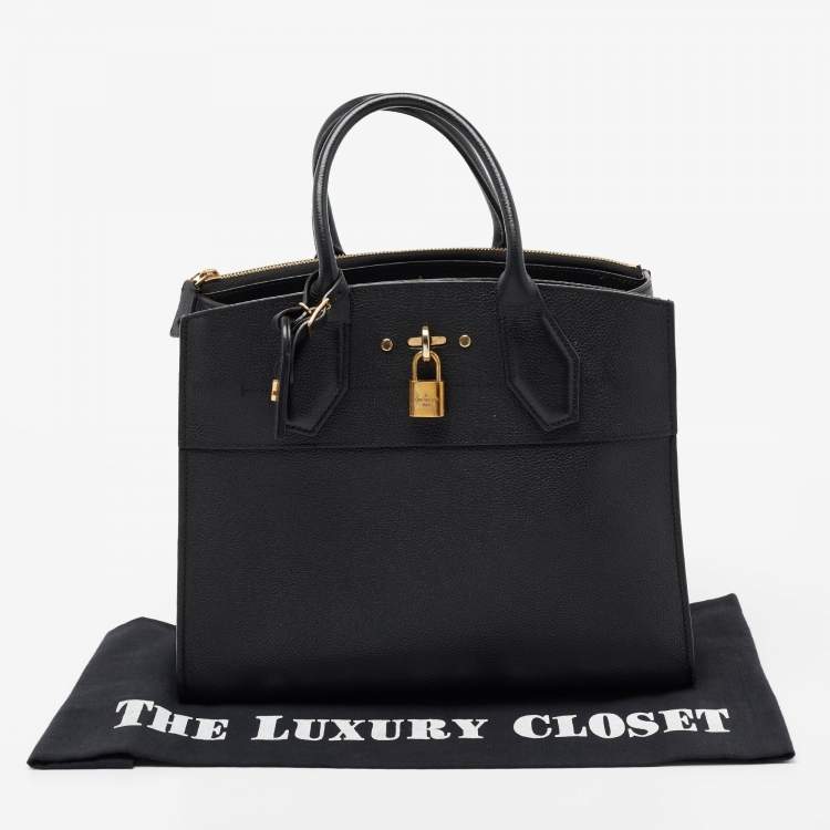 Pre Owned Louis Vuitton Black Leather City Steamer MM Bag