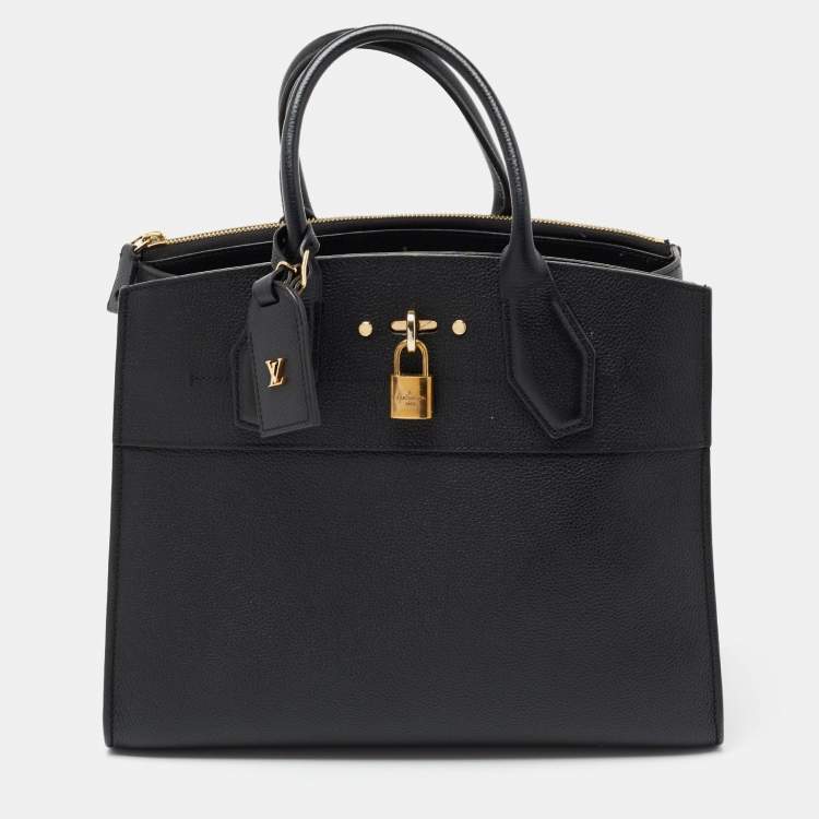 Pre Owned Louis Vuitton Black Leather City Steamer MM Bag