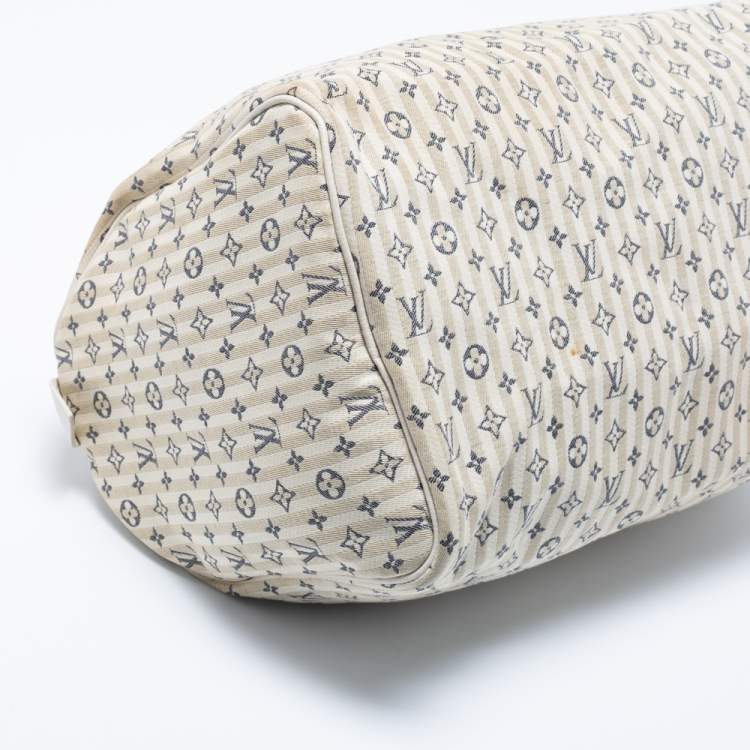 Pre Owned Louis Vuitton Blue/Beige Monogram Mini Lin Croisette Speedy 30