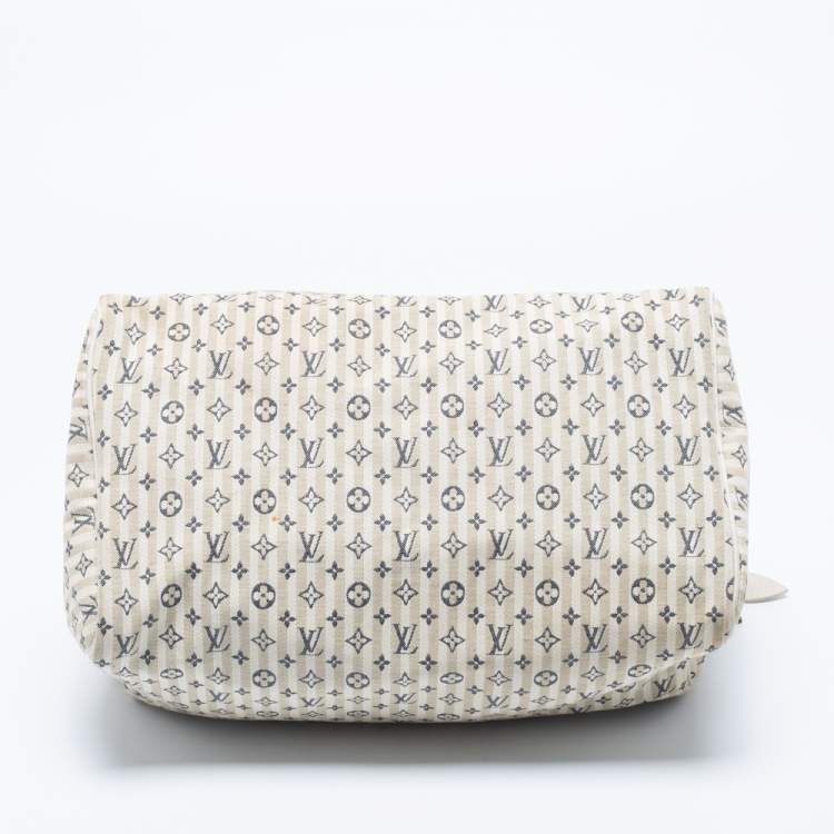 Pre Owned Louis Vuitton Blue/Beige Monogram Mini Lin Croisette Speedy 30
