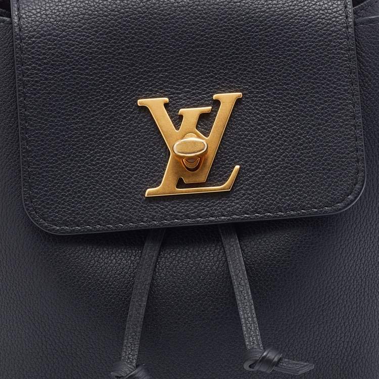 Pre Owned Louis Vuitton Black Leather Lockme Backpack