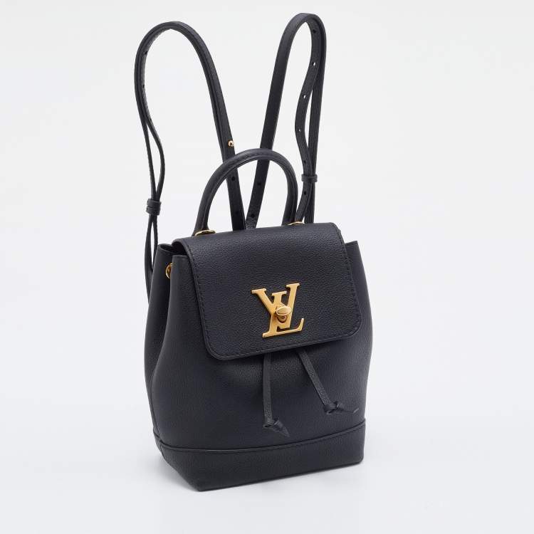 Pre Owned Louis Vuitton Black Leather Lockme Backpack